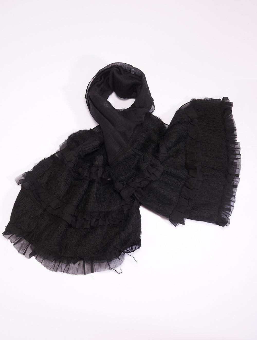 Save The Queen Sciarpa Nera Lana E Seta