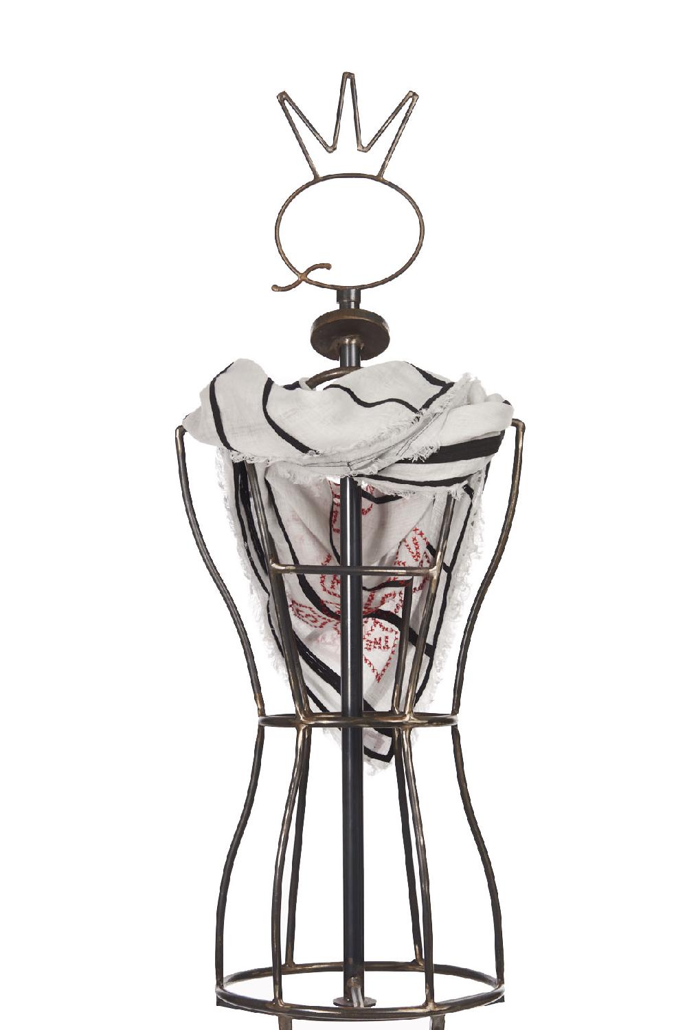 Save The Queen Sciarpa Ricamata In Lino