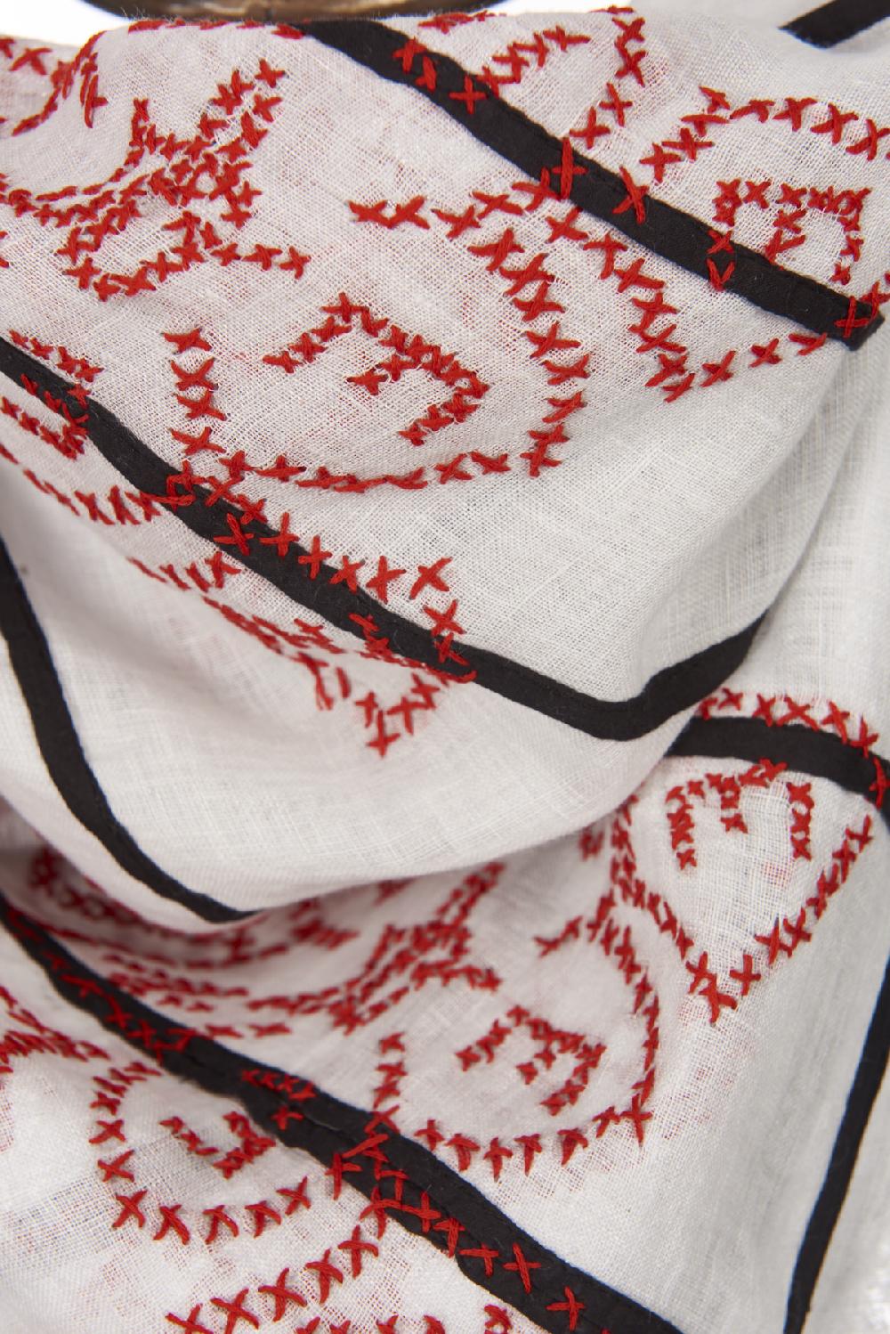 Save The Queen Sciarpa Ricamata In Lino