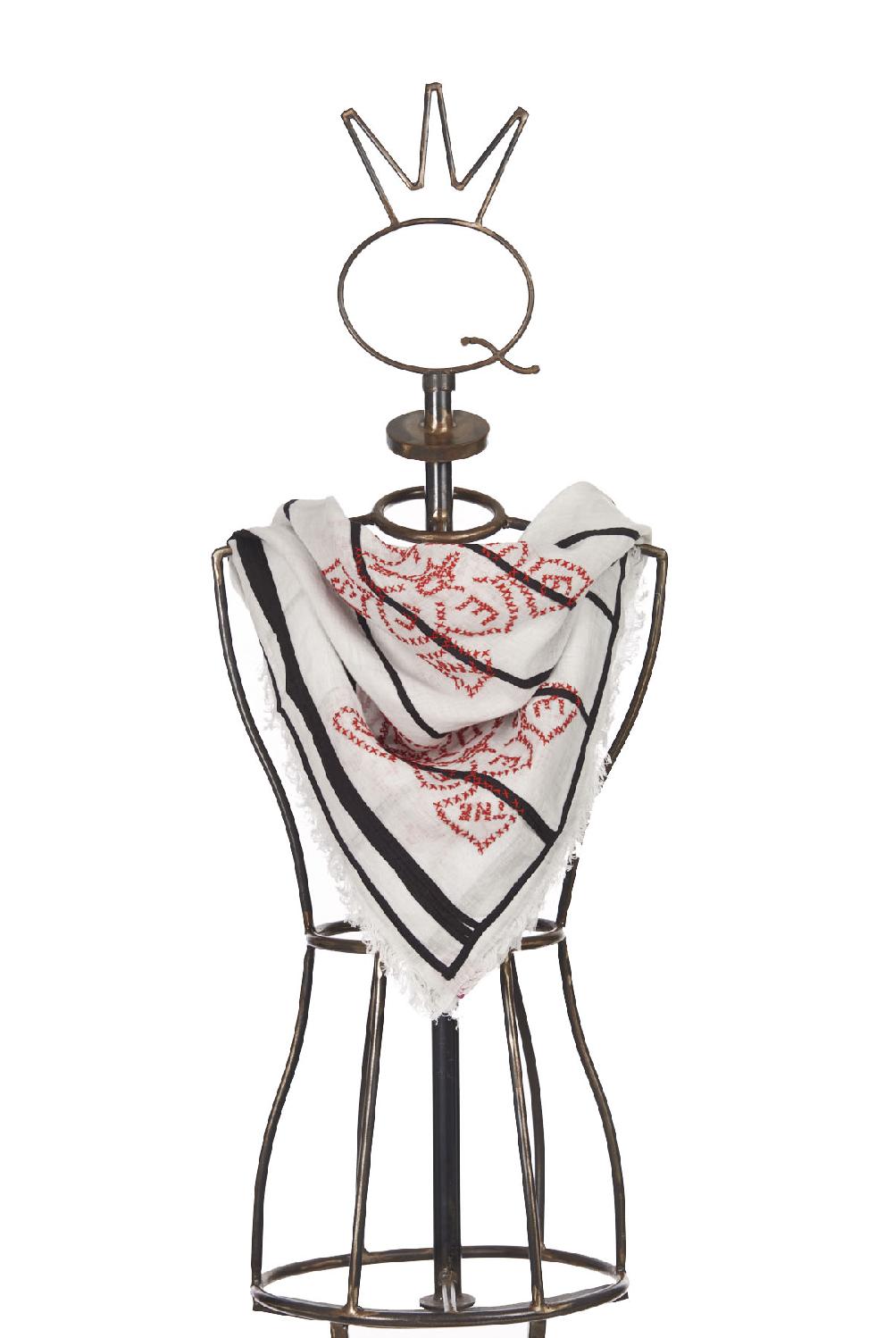 Save The Queen Sciarpa ricamata in lino