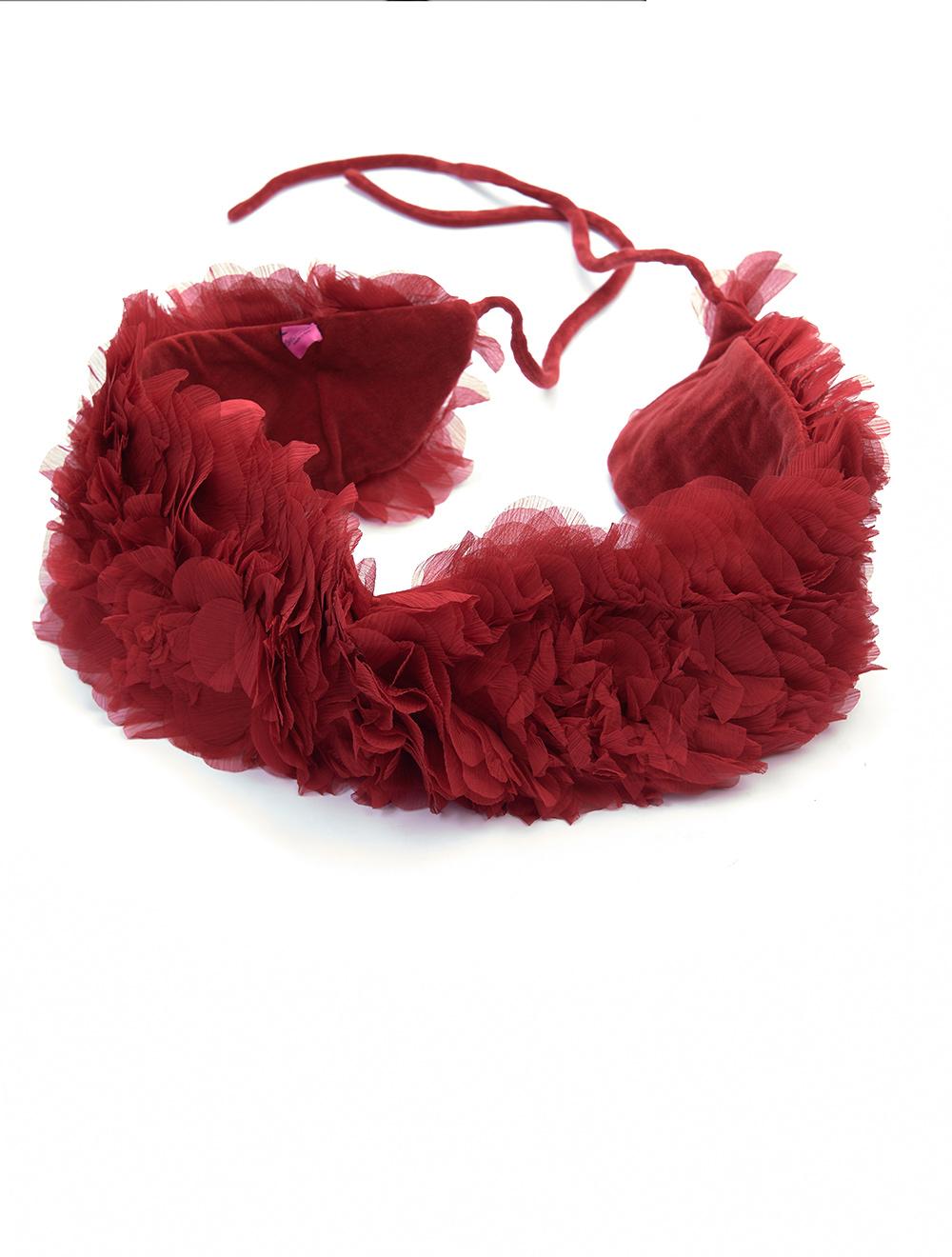 Save The Queen Sciarpa rossa in crepon e velluto