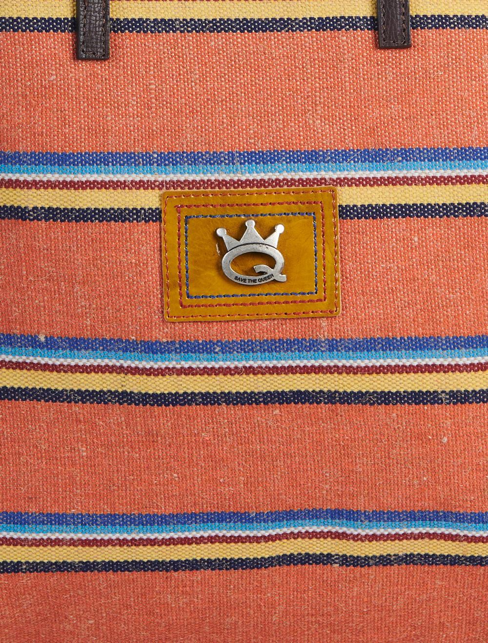 Save The Queen Shopper A Righe Arancio