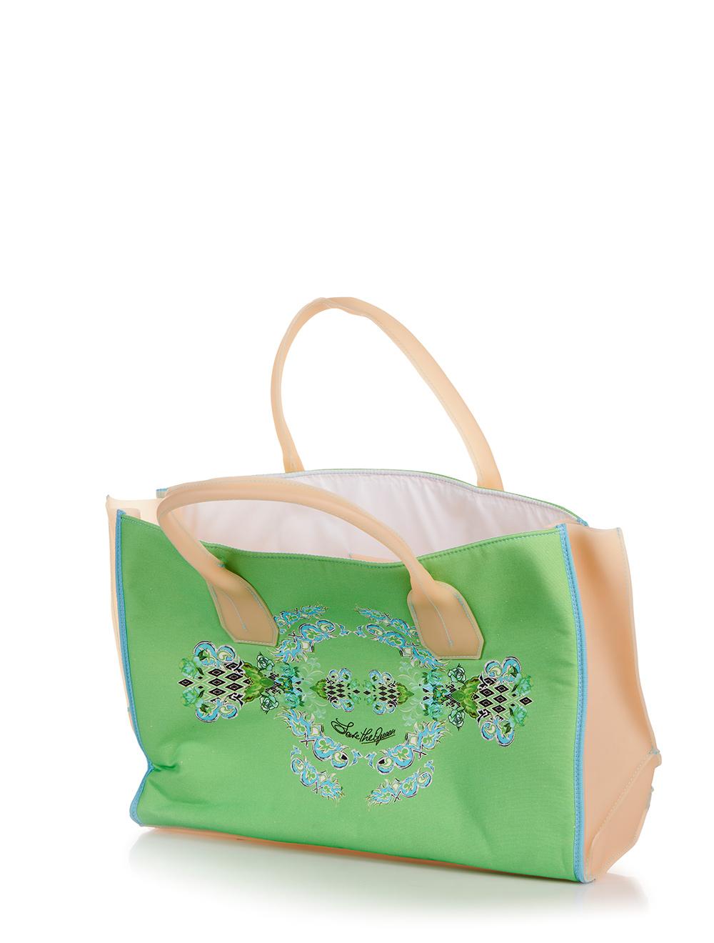 Save The Queen Shopper Verde Con Stampa