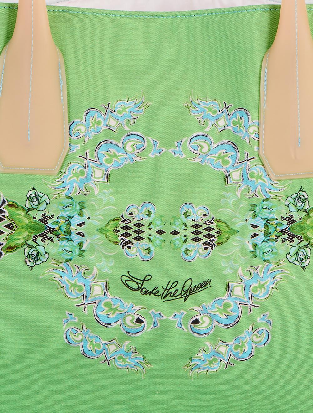 Save The Queen Shopper Verde Con Stampa