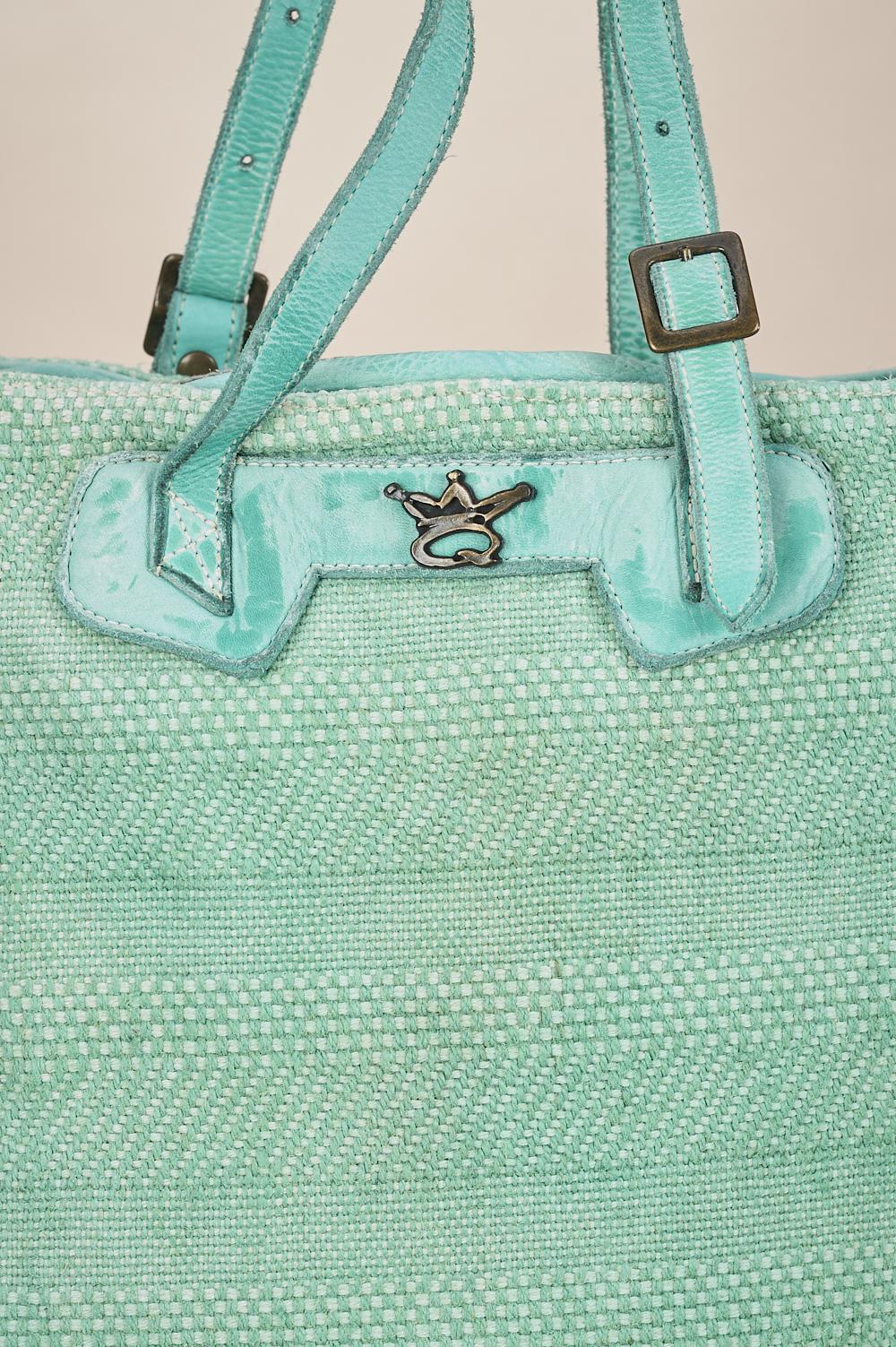 Save The Queen Shopping Bag In Cotone E Pelle