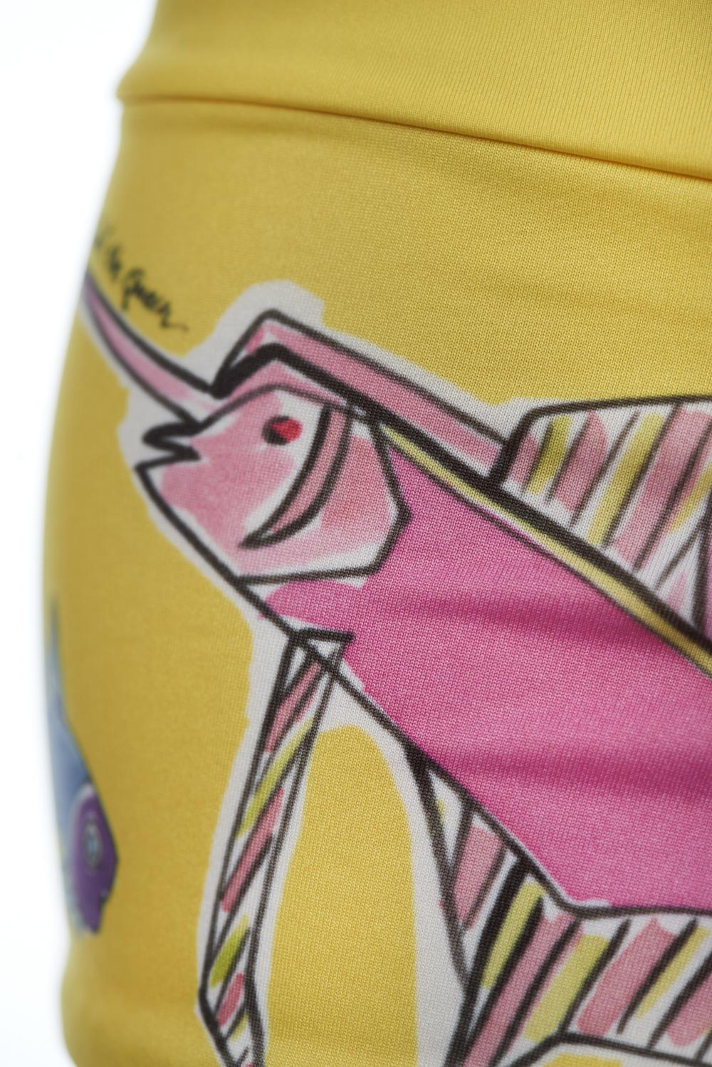 Save The Queen Shorts Gialli Con Stampa Pesci