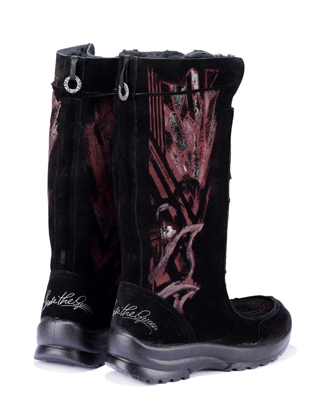 Save The Queen Stivali In Camoscio Stampato