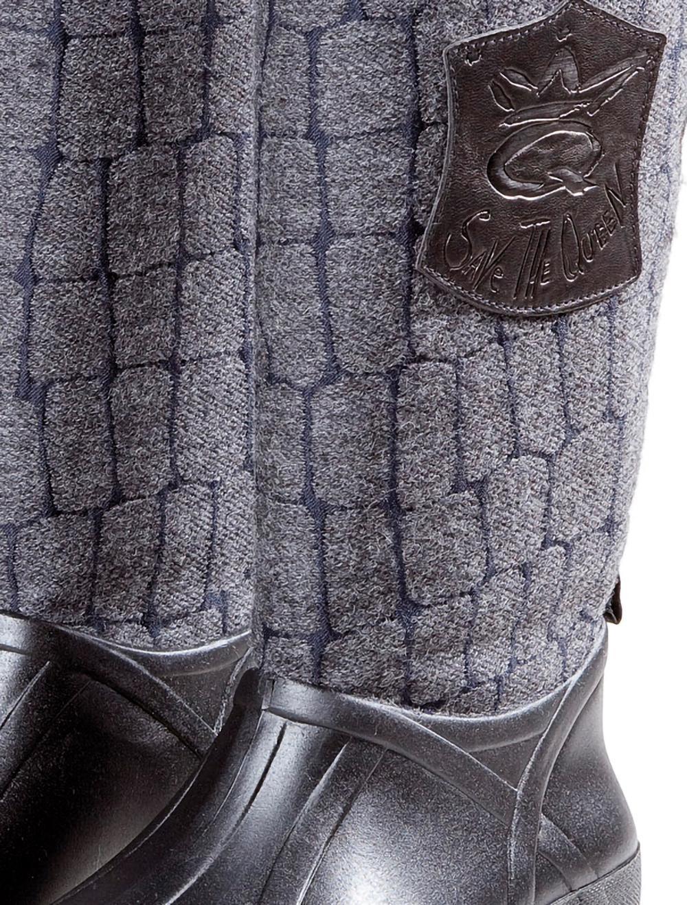 Save The Queen Stivali Neri In Gomma E Lana