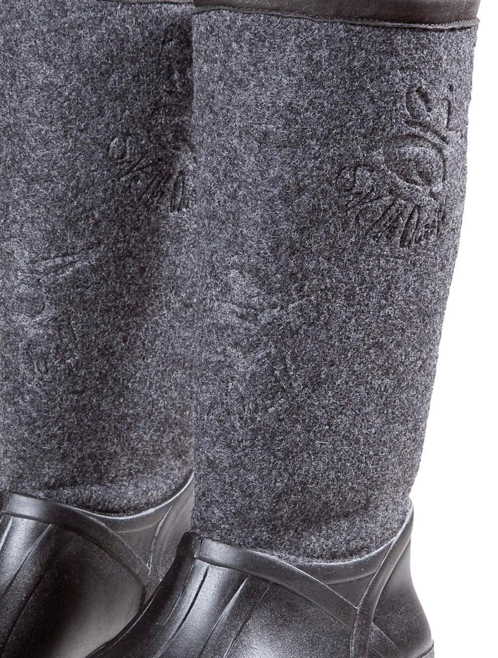 Save The Queen Stivali Neri In Gomma E Lana Cotta
