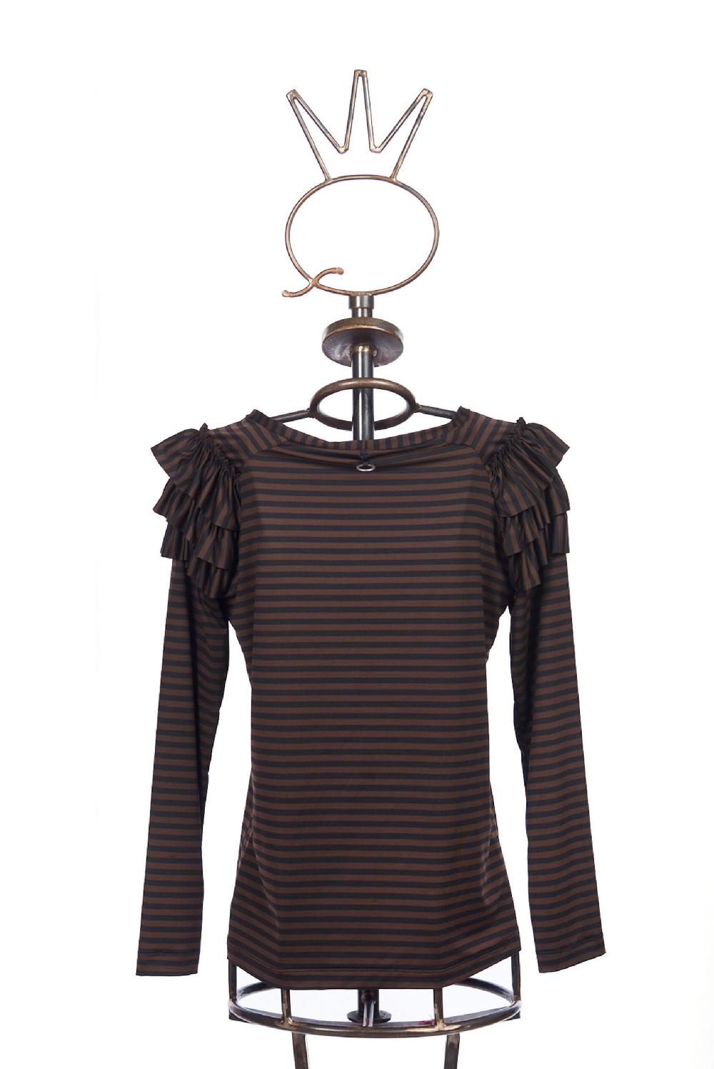 Save The Queen T-shirt A Righe Marroni E Nere