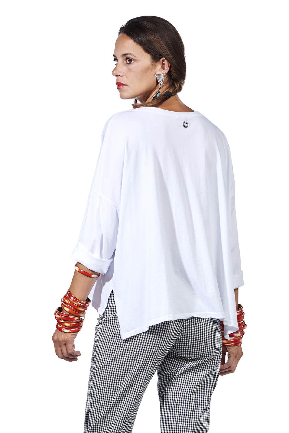 Save The Queen T-shirt Bianca Con Ricamo Applicato