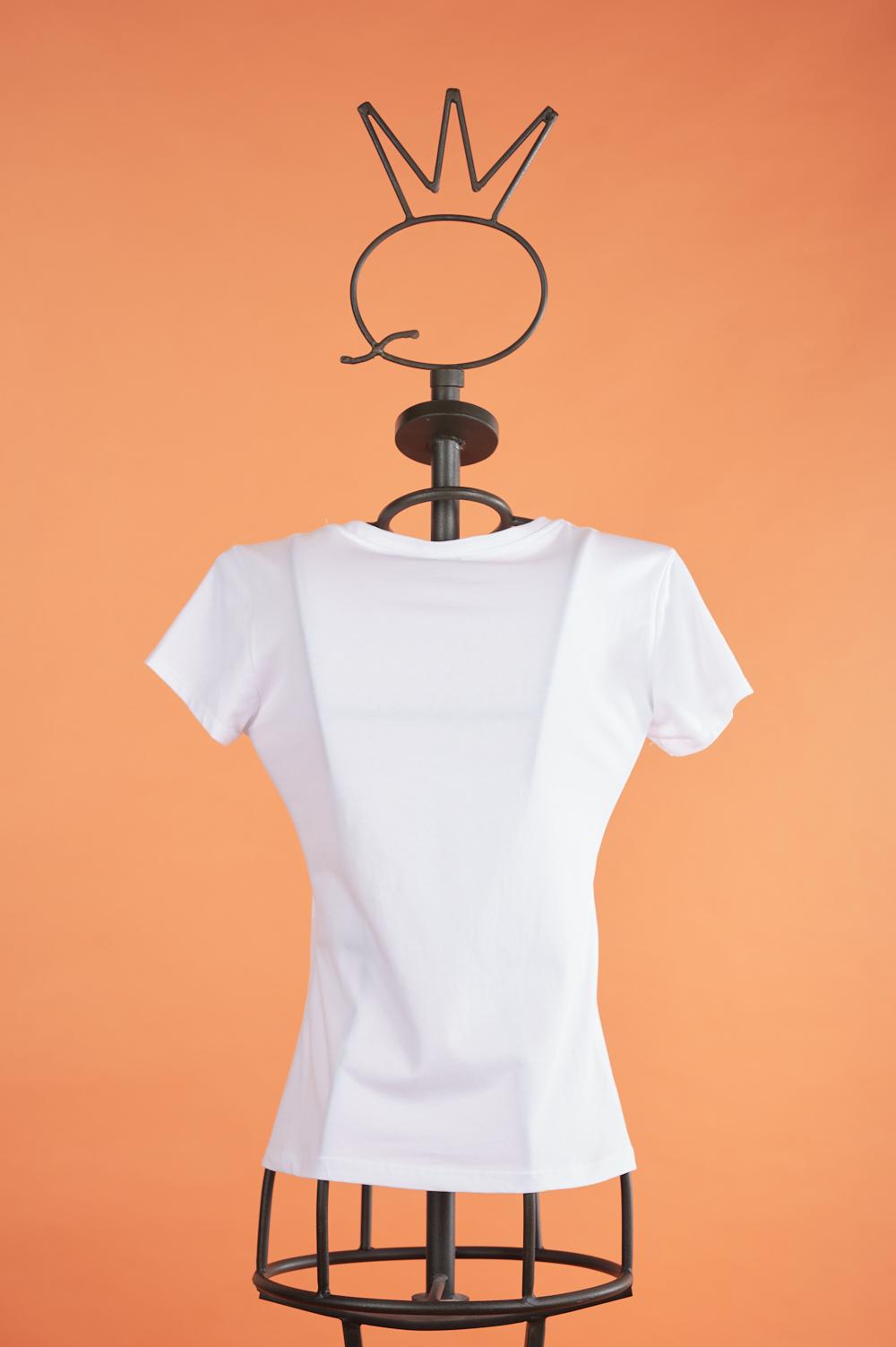 Save The Queen T-shirt Bianca Con Strass