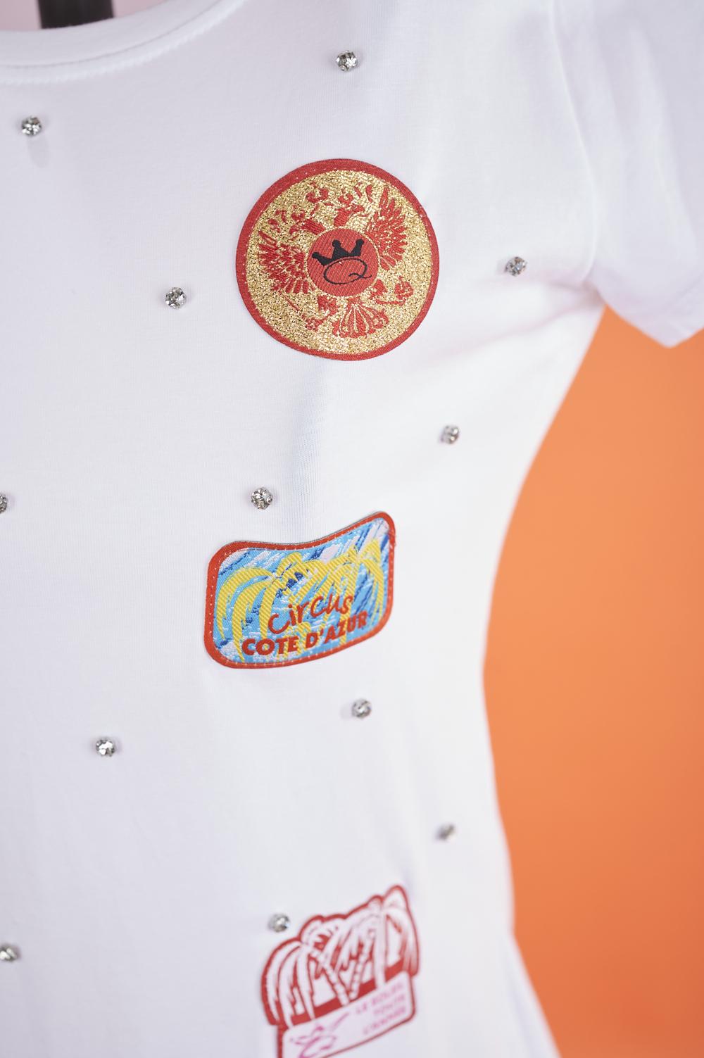 Save The Queen T-shirt Bianca Con Strass