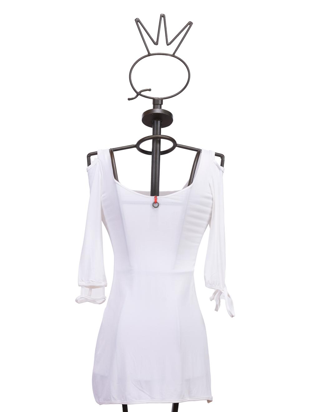 Save The Queen T-shirt Bianca Lunga Con Ricamo