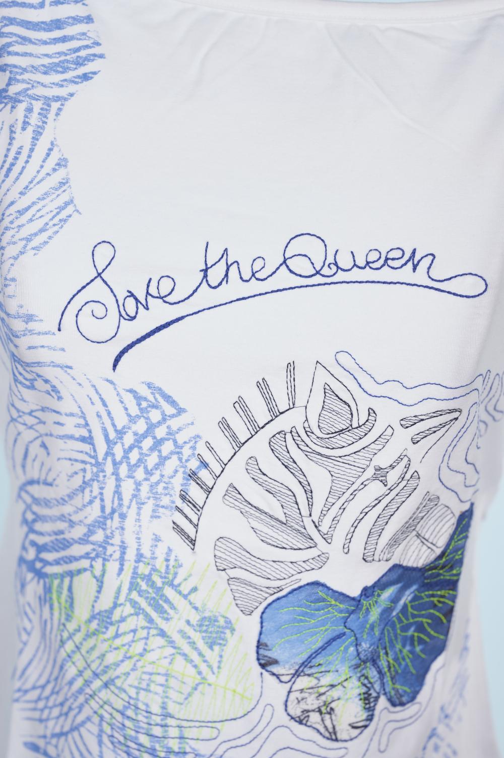 Save The Queen T-shirt Bianca Ricamata