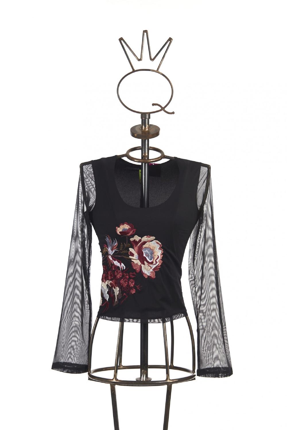 Save The Queen T-shirt con ricamo floreale