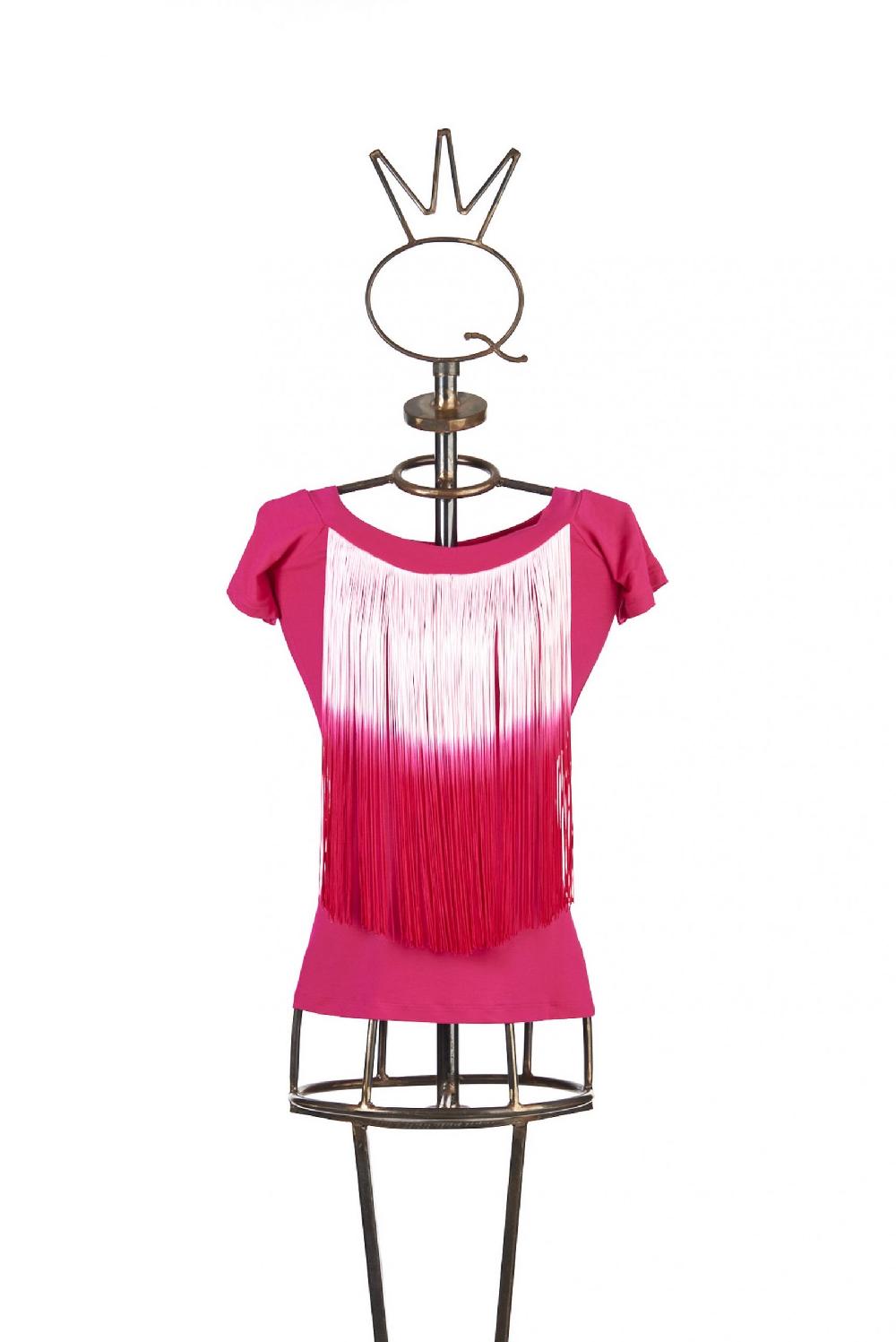 Save The Queen T-shirt fucsia con frange