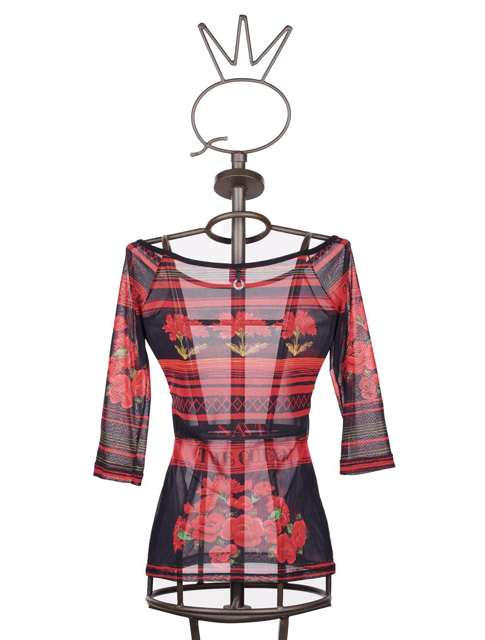 Save The Queen T-shirt In Tulle Elasticizzato