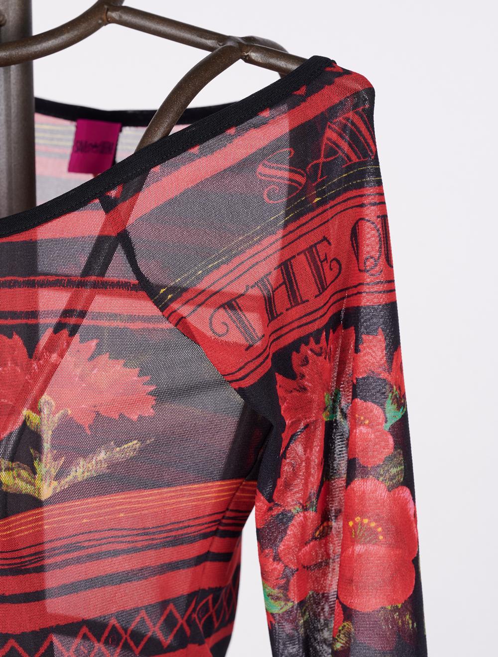 Save The Queen T-shirt In Tulle Elasticizzato