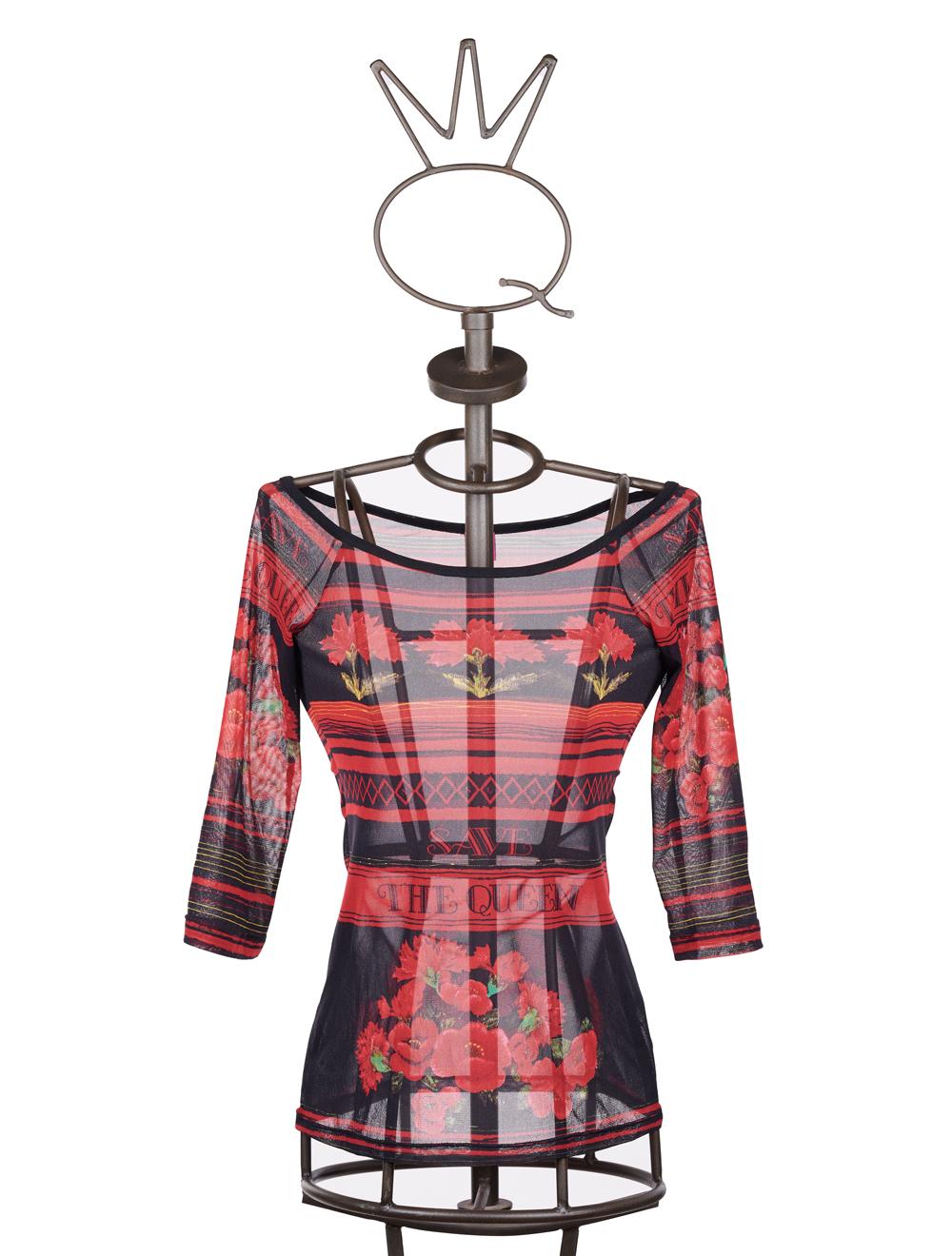 Save The Queen T-shirt in tulle elasticizzato