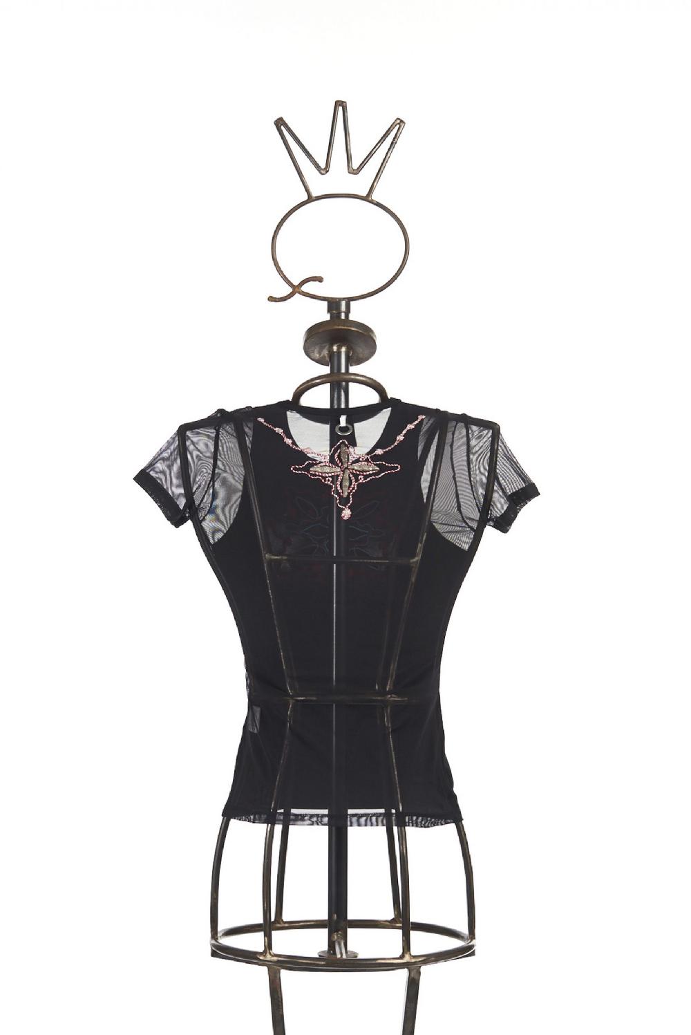 Save The Queen T-shirt Ricamata In Jersey E Tulle