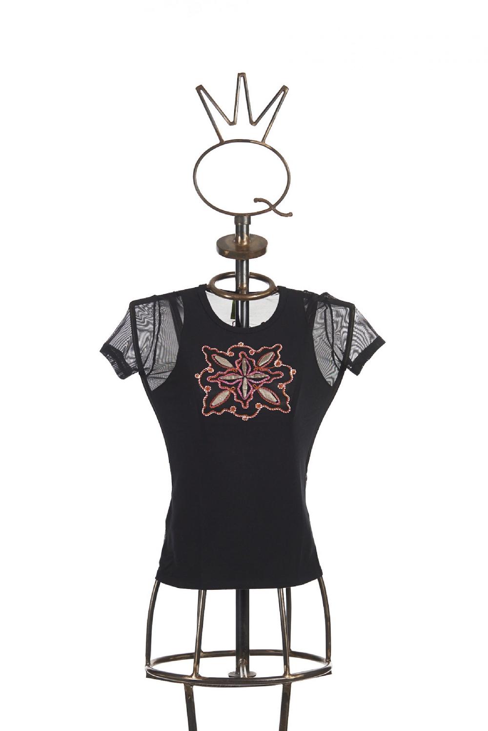 Save The Queen T-shirt ricamata in jersey e tulle