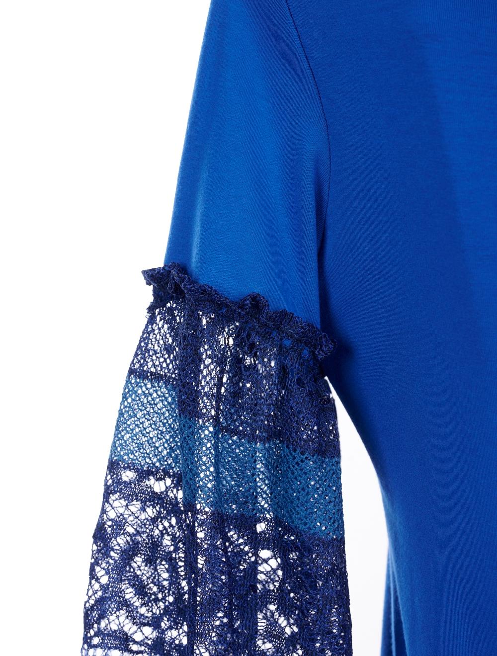 Save The Queen Top Azzurro Con Maniche In Pizzo