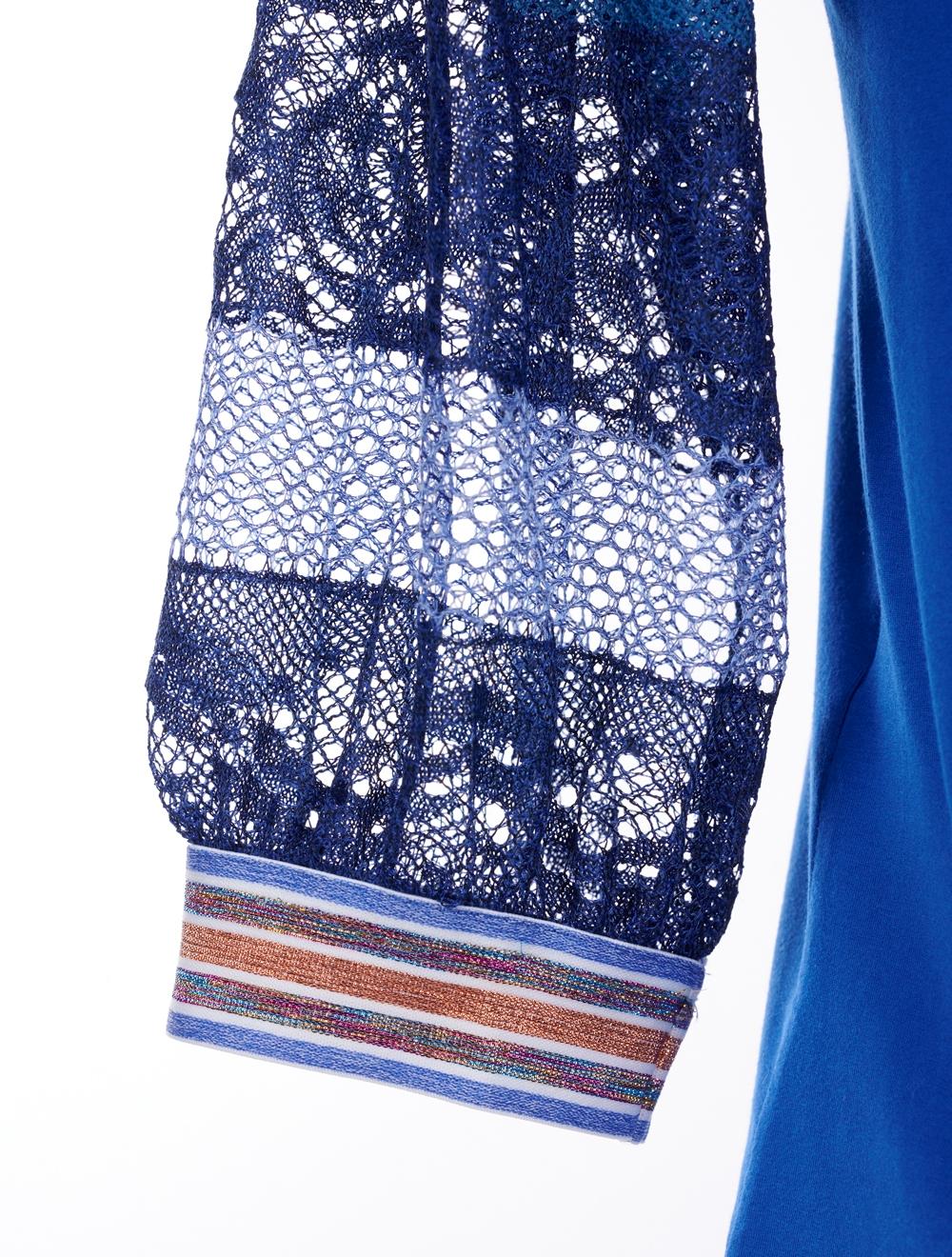 Save The Queen Top Azzurro Con Maniche In Pizzo