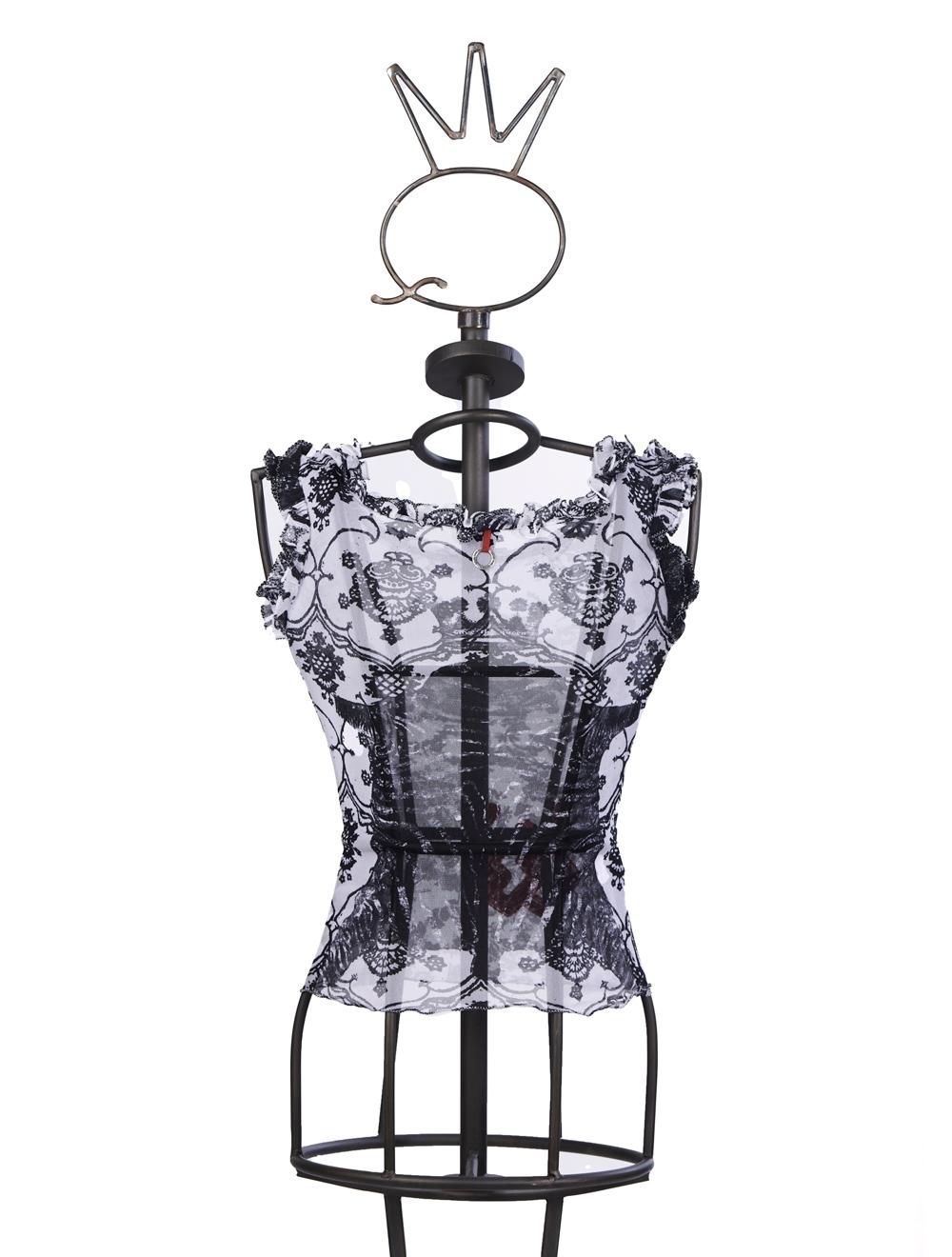 Save The Queen Top Bianco Con Stampa E Con Ricamo