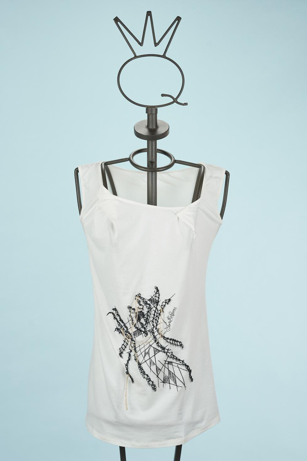 Save The Queen Top bianco ricamato