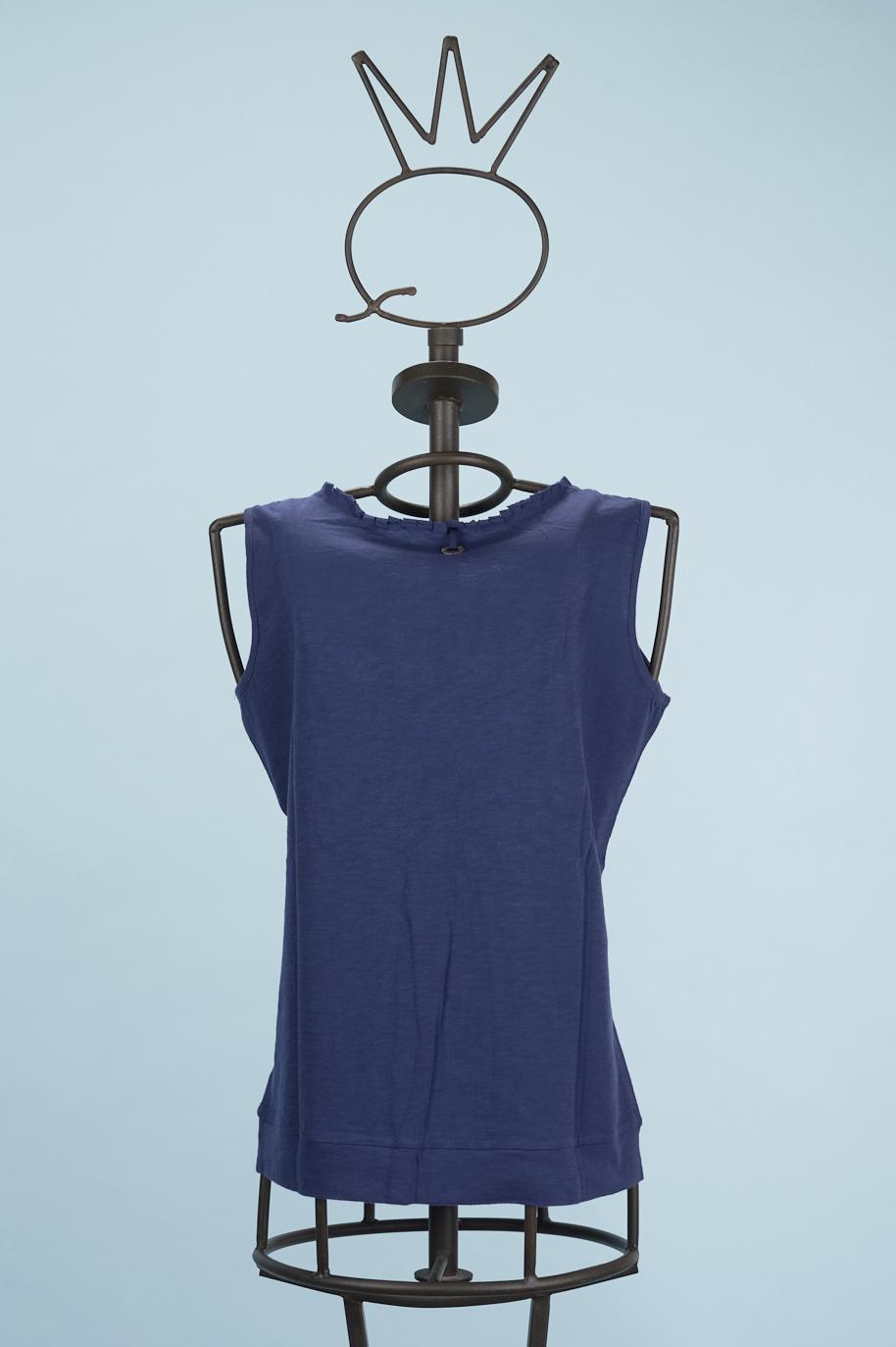 Save The Queen Top Blu Ricamato