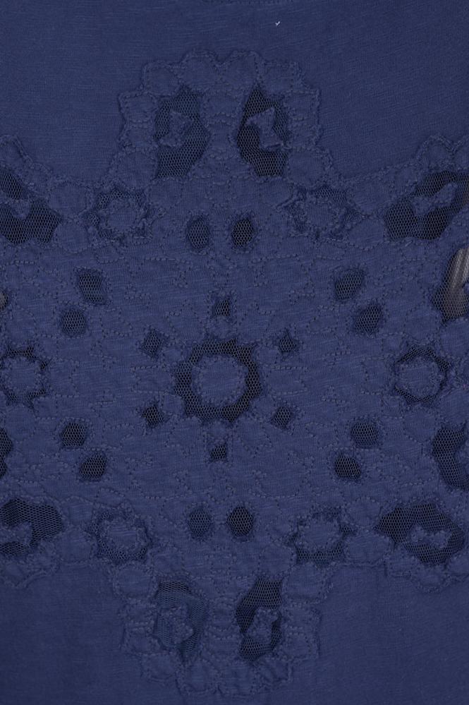 Save The Queen Top Blu Ricamato