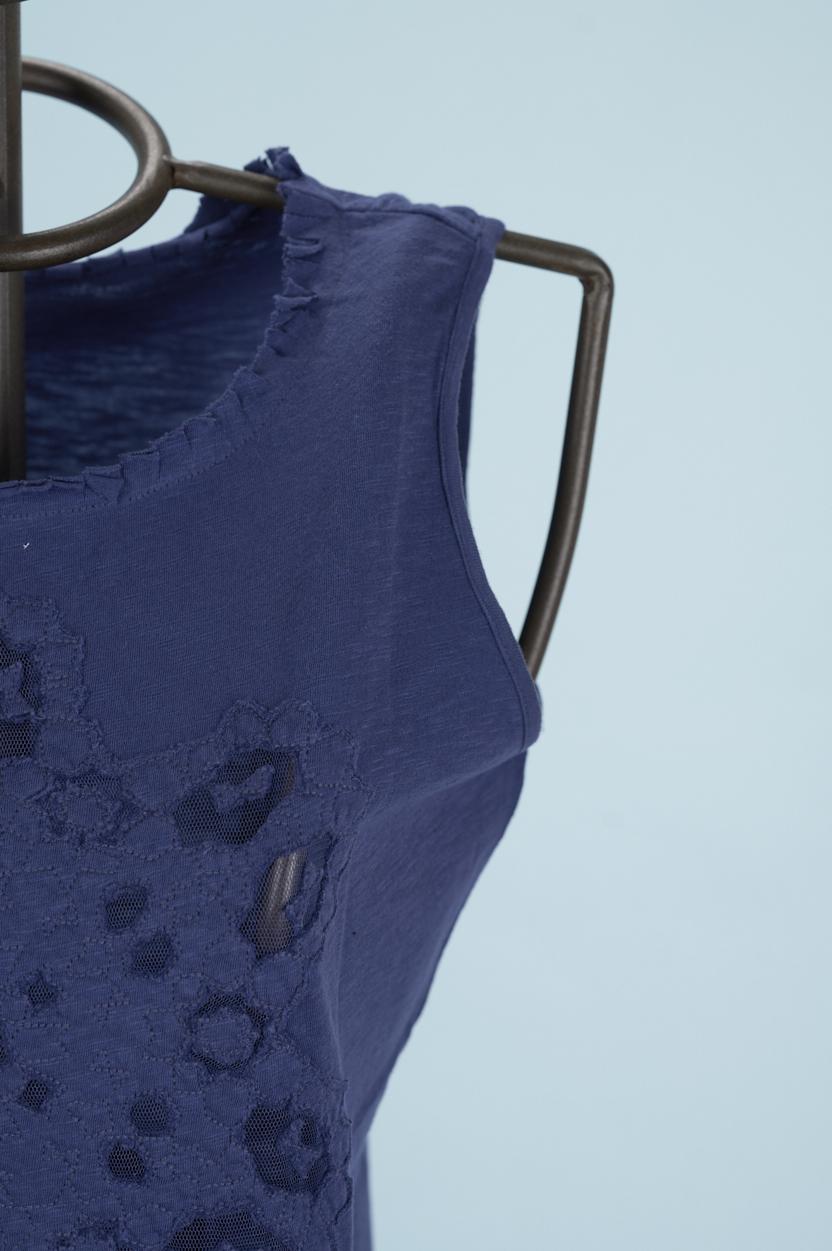 Save The Queen Top Blu Ricamato