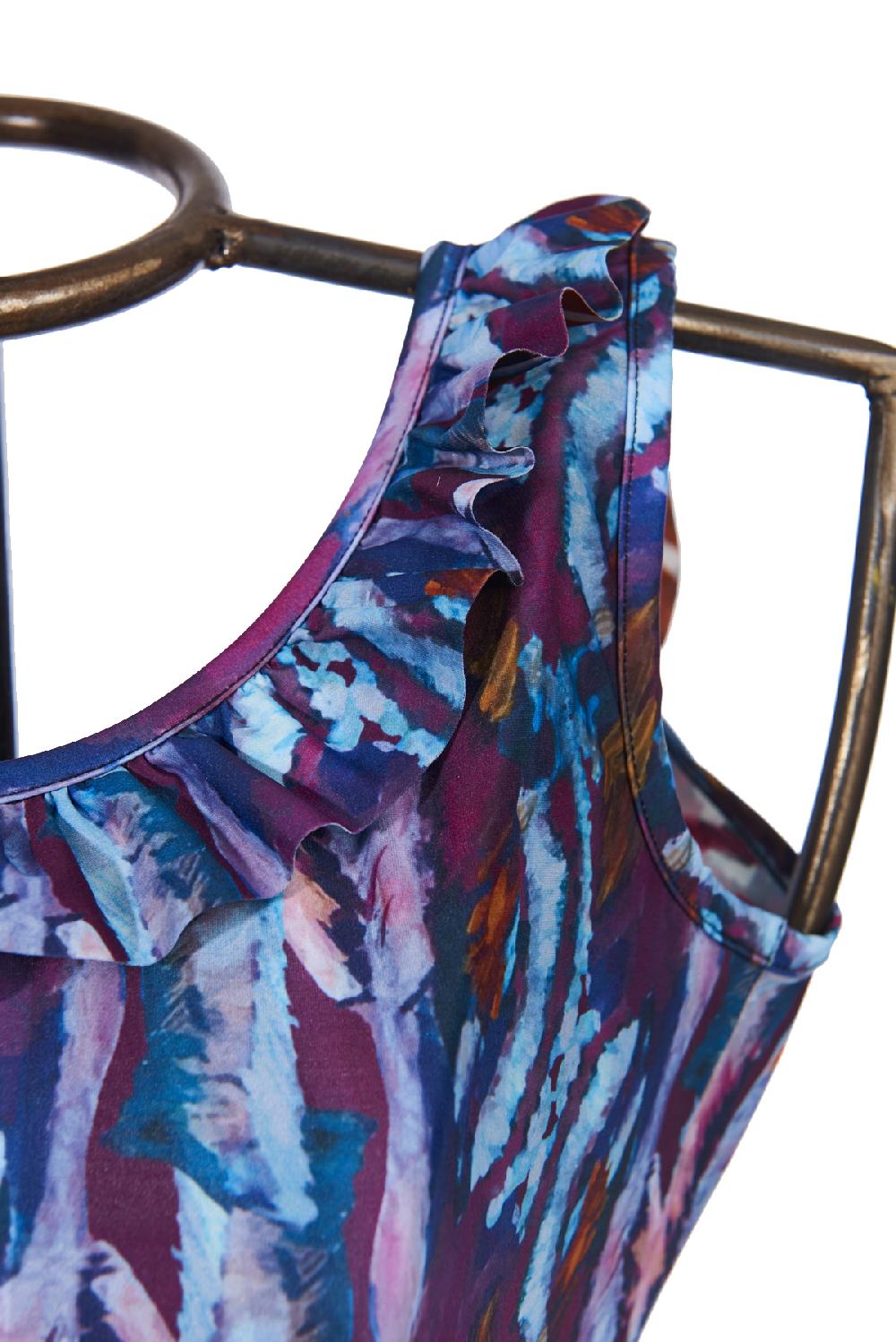 Save The Queen Top In Jersey Stampato Con Rouche