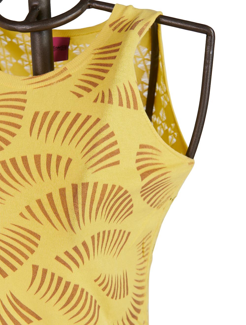 Save The Queen Top In Maglia Giallo Con Stampa