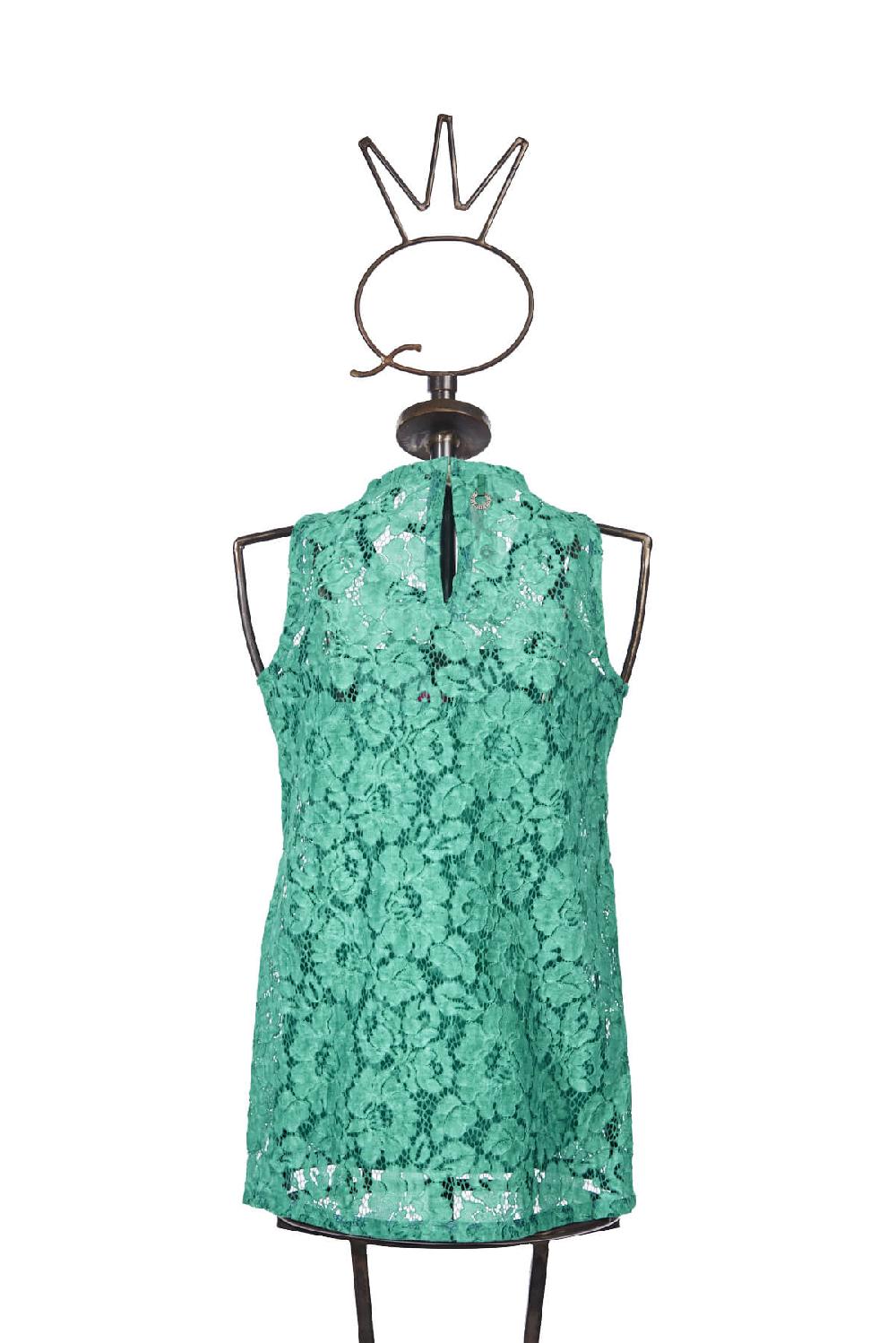 Save The Queen Top In Pizzo Color Verde Smeraldo
