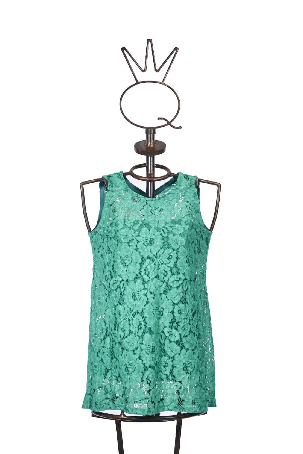 Save The Queen Top in pizzo color verde smeraldo