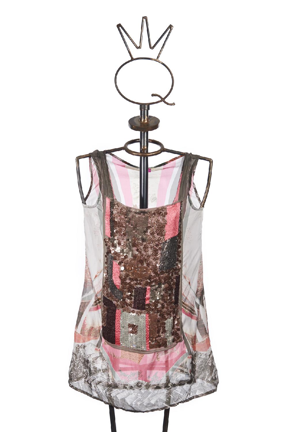 Save The Queen Top in seta e paillette