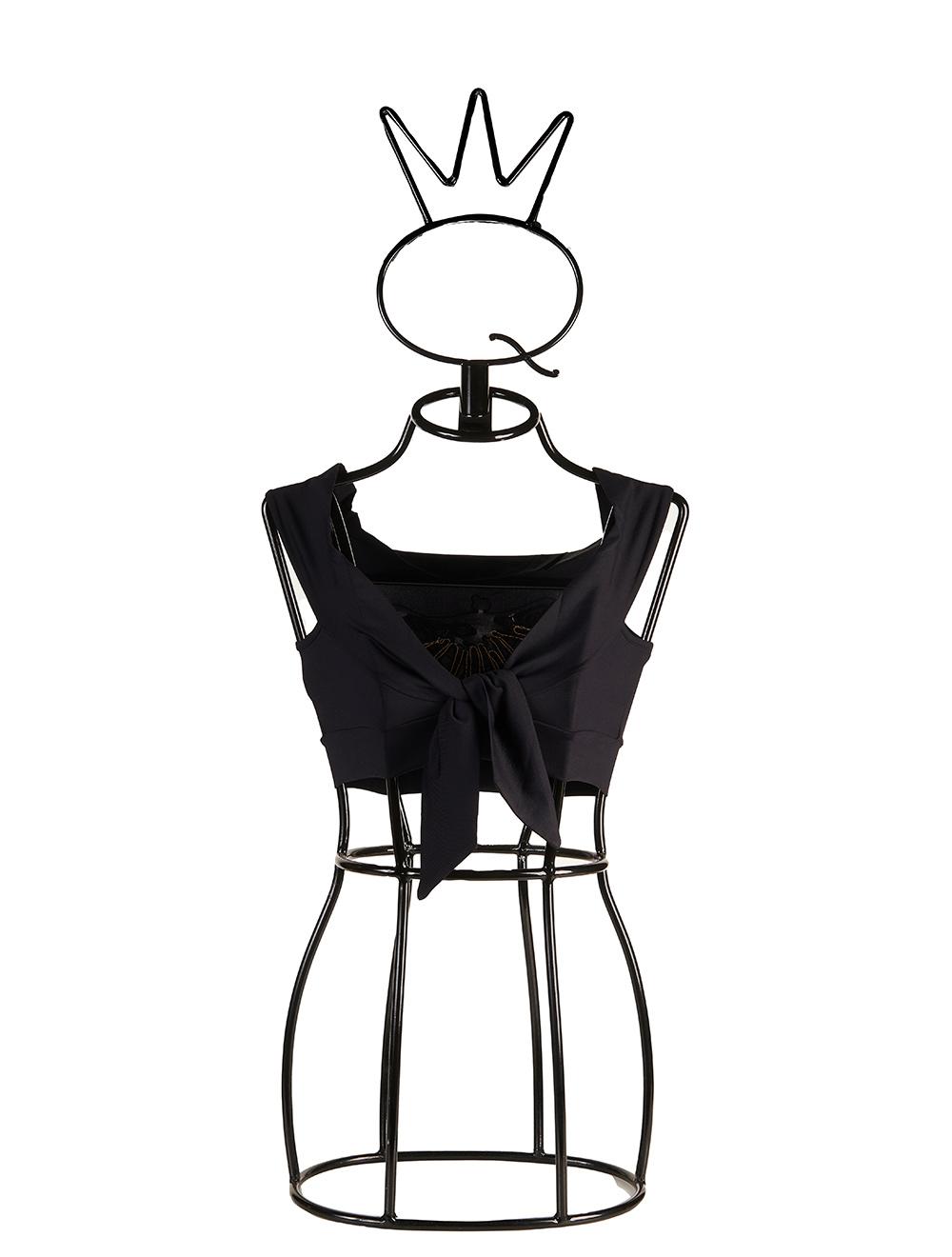 Save The Queen Top nero con ricamo