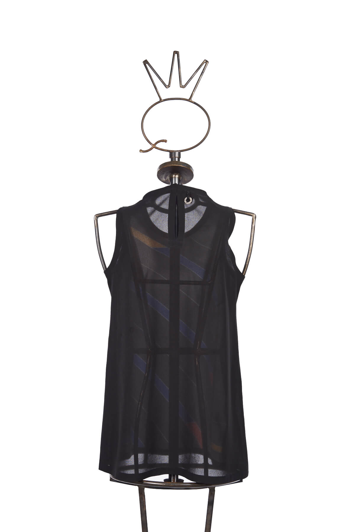 Save The Queen Top Nero Con Righe Colorate