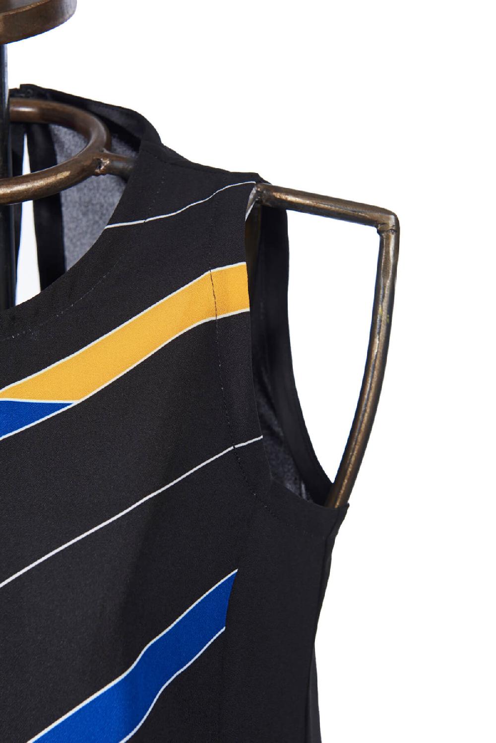 Save The Queen Top Nero Con Righe Colorate