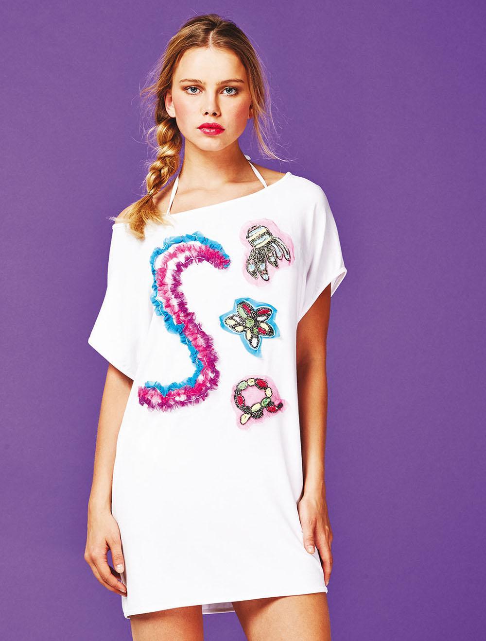 Save The Queen Tunica bianca con ricamo