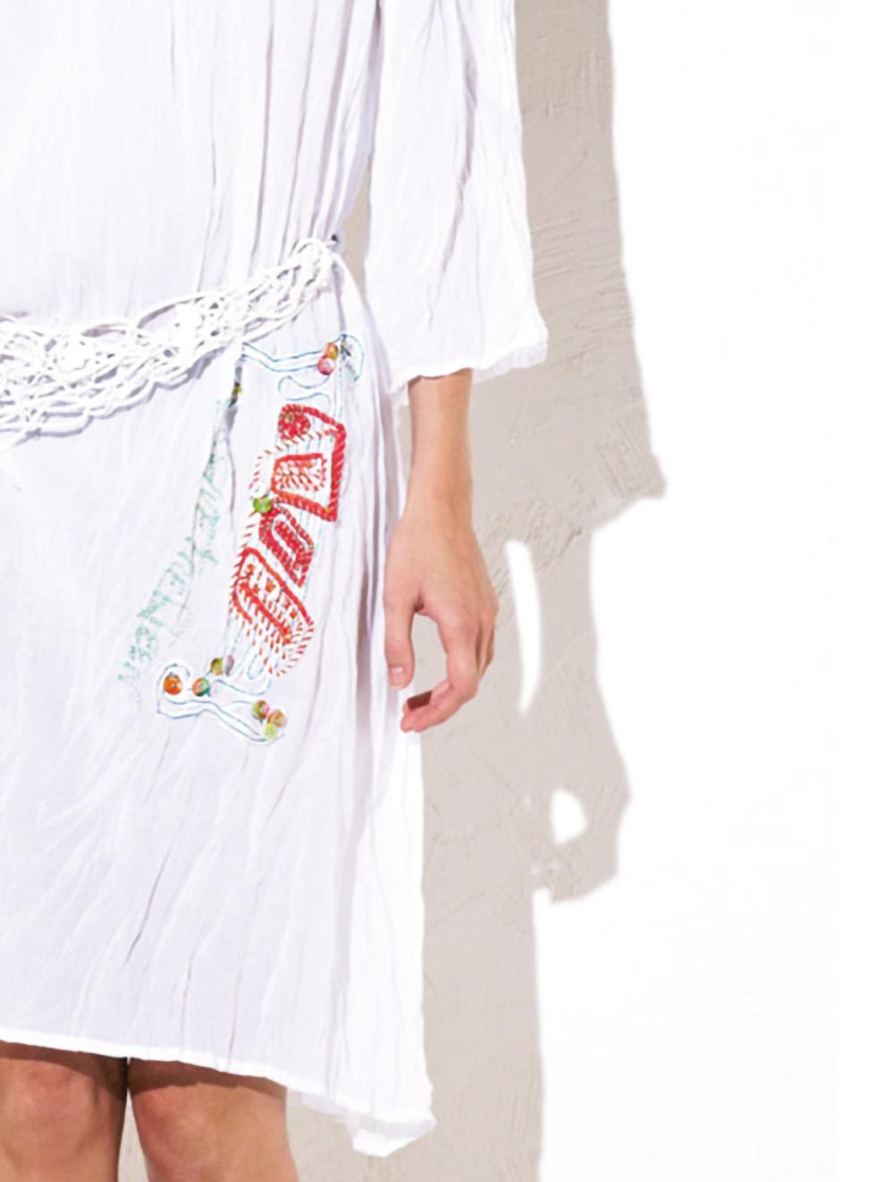 Save The Queen Tunica Bianca Con Ricamo Fantasia