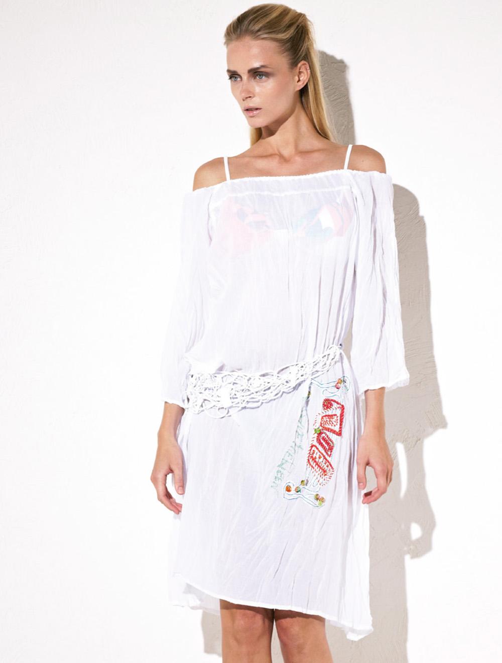 Save The Queen Tunica bianca con ricamo fantasia