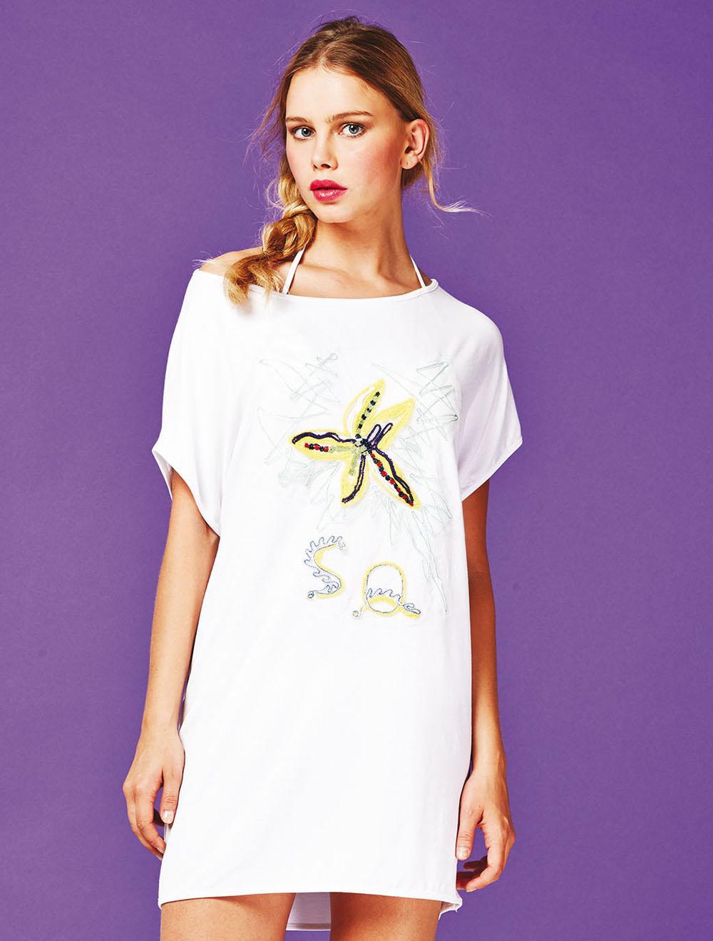 Save The Queen Tunica bianca con ricamo