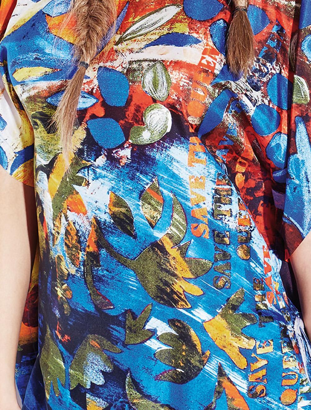 Save The Queen Tunica Di Seta Con Stampa