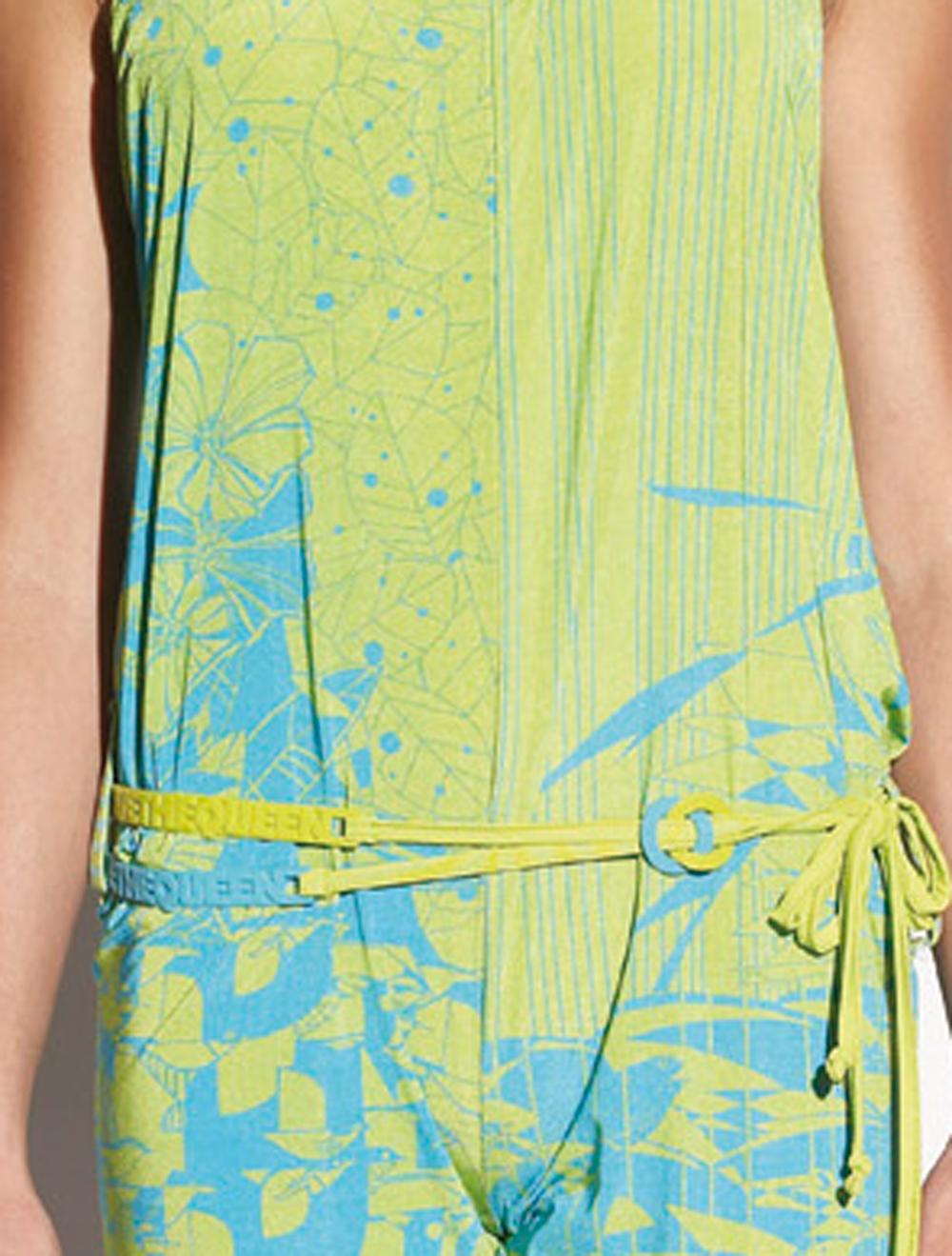 Save The Queen Tuta Corta Verde Acido E Azzurro