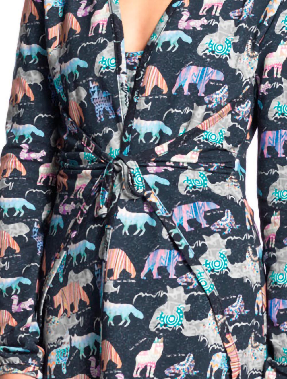 Save The Queen Vestaglia Nera In Cotone Stampato