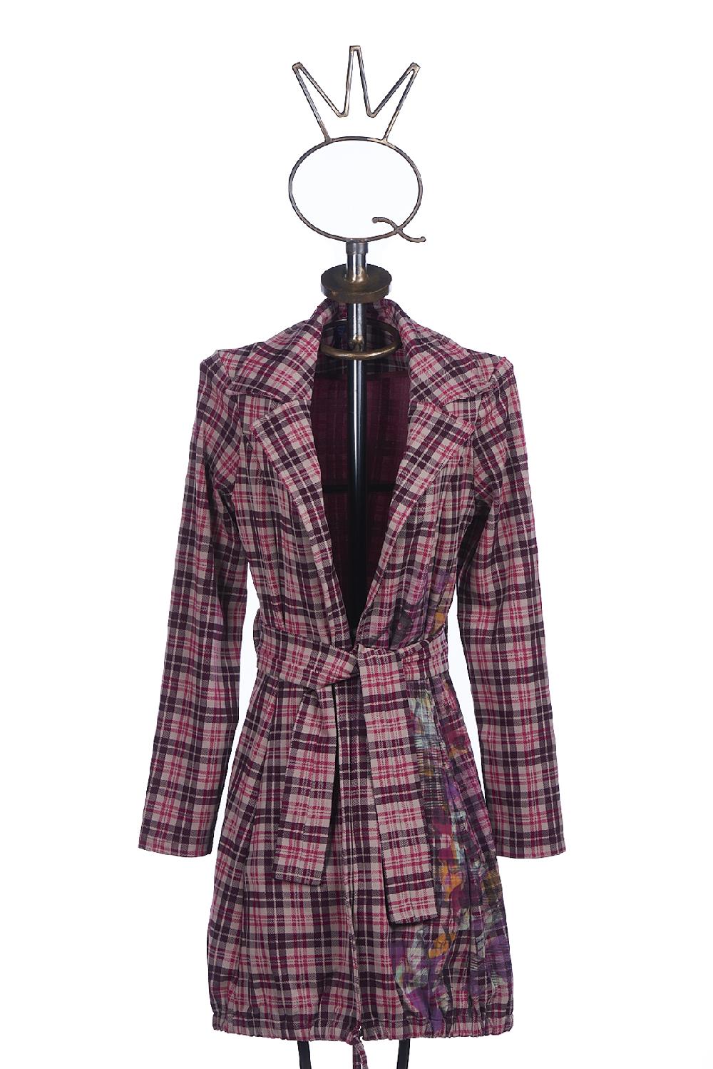 Save The Queen Vestaglia Tartan Stampata