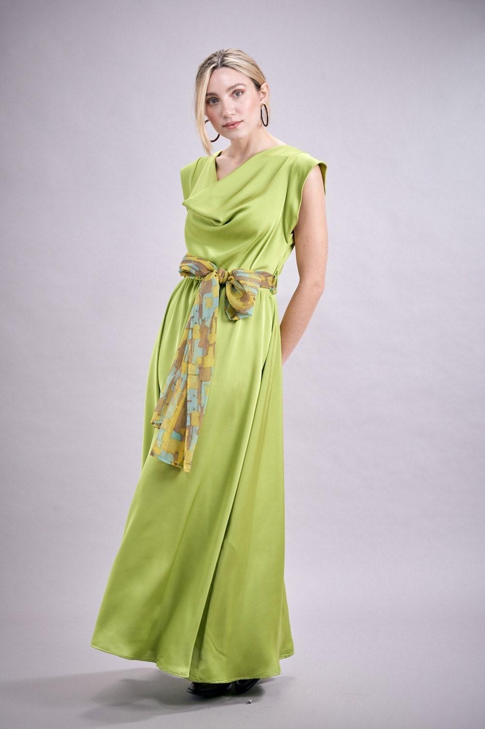 Save The Queen Vestito lungo color verde acido